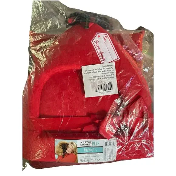 Martha Stewart Pet Dome Bed Red New Christmas 20”x20”x16” Cat Hut Cave Dog - Picture 2 of 5